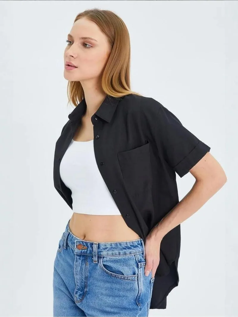 MixRay MIXRAY Short Sleeve Shirt with Pockets