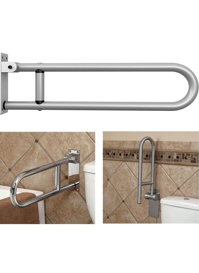 Generic - 23.6 Inch Toilet Grab Bar Flip Up Aluminum Alloy Grab Bar Load Capacity of 100kg/220lbs Handicap Rails Grab Bars Toilet Rail Bathroom U Shaped and Wall Mount Safety for Patients - Image 1