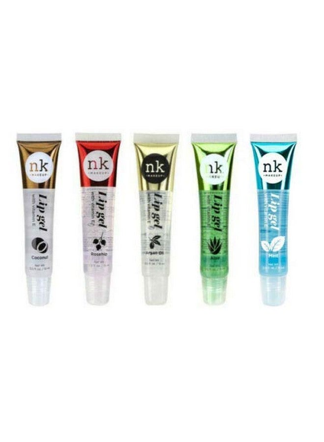 Nicka K New York 5 PACK NK Lip Gel with Vitamin E Coconut, Rose Hip, Argan, Aloe and Mint Lip Gloss by Nicka K New York  - Image 1