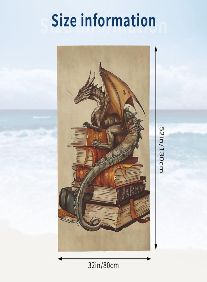 VODRM Dragon and Book Retro Beach Towel,32x52in Microfiber Quick Dry Fantasy Animal Ancient Books Vintage Bath Towels,Soft Lightweight Oversized Sand Free,for Travel Pool Swimming Gym Decor,Gifts - Image 4