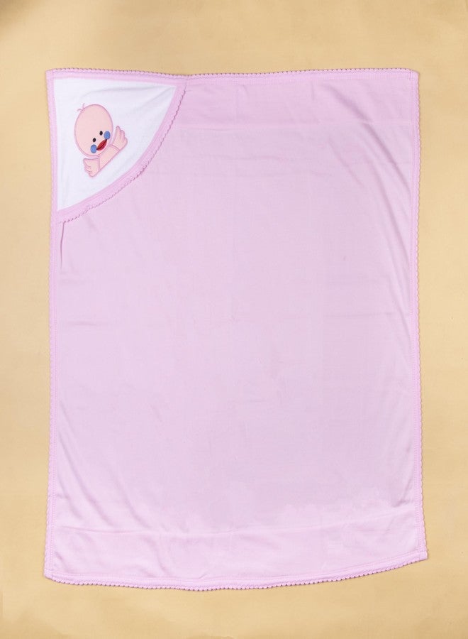 Tinycare Cotton Bath Hooded Towel for New Born, Extra Soft Terry Fabric Printed Towel for Kids/Toddler/Infants 72 x 72cm, Quick Absorbent, Reusable Napkins Bathing Towels (Pink- 1P) 0-12 Months - Image 4