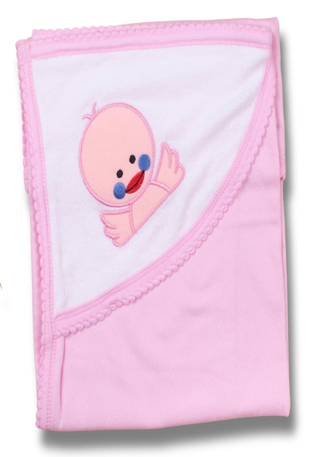Tinycare Cotton Bath Hooded Towel for New Born, Extra Soft Terry Fabric Printed Towel for Kids/Toddler/Infants 72 x 72cm, Quick Absorbent, Reusable Napkins Bathing Towels (Pink- 1P) 0-12 Months - Image 1