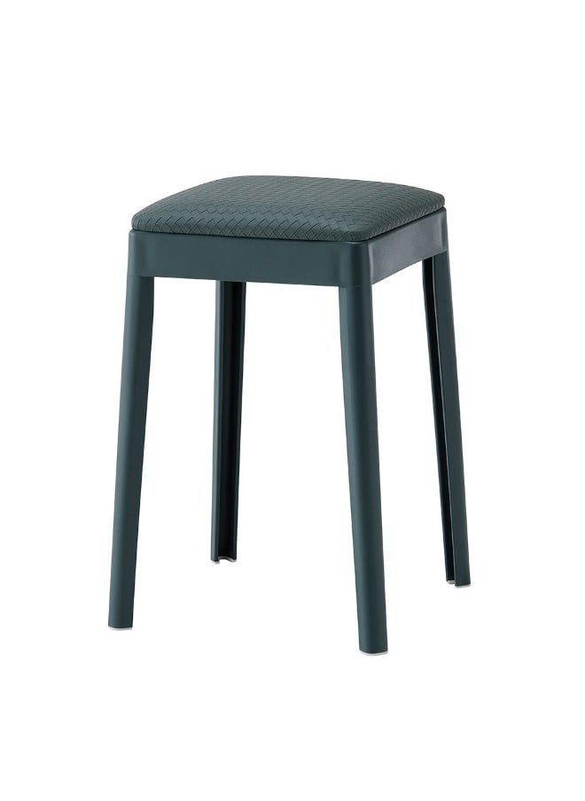 DANUBE HOME Marius Stool Light Weight Single Backless Chair PP+PU Cushion Material Modern Design 1 Seater Chair For Living Room Dining Room Indoor Furniture L29xW29xH48cm -Green 
