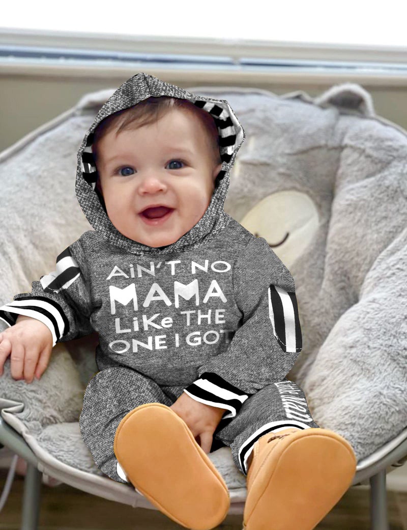 Fommy Baby Boy Clothes 9-12 Months Boy Clothes Letter Print Hoodies+Little Man Stripe Long Pants 2Pcs Boy Outfits Baby Boy Stuff Gifts Clothing Set Fall/Winter Baby Boy Clothes - Image 2