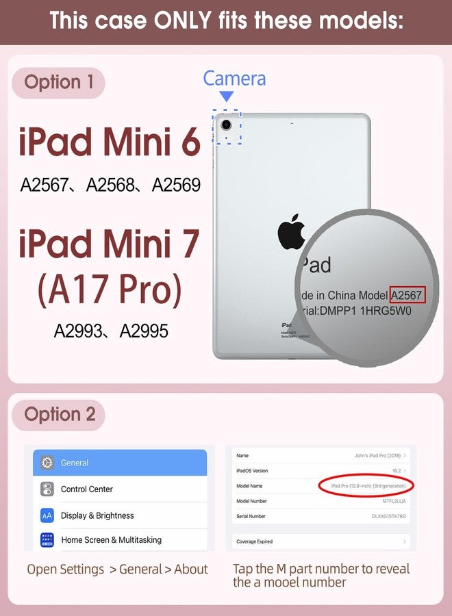 Uppuppy جراب Uppuppy لجهاز iPad Mini 7 A17 Pro 2024/Mini 6 2021 مقاس 8.3 بوصة - غطاء أنيق بتصميم زهور جميل مع حامل وقلم، يوفر حماية فائقة لجهاز iPad Mini من الجيل السابع/السادس. - Image 2