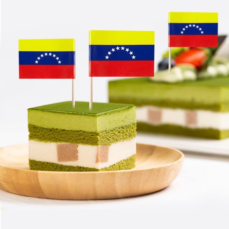 mflagperft Venezuela Flag Venezuelan Small Toothpick Flag Decor Mini Cupcake Toppers Cocktail Food Flags Decorations (100 pcs) - Image 4
