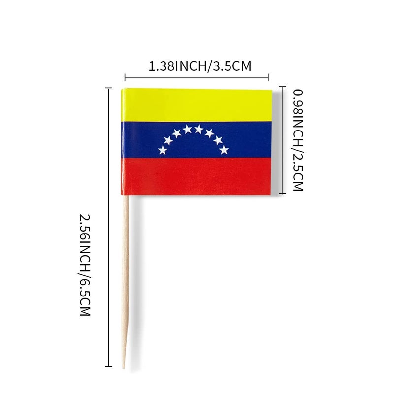 mflagperft Venezuela Flag Venezuelan Small Toothpick Flag Decor Mini Cupcake Toppers Cocktail Food Flags Decorations (100 pcs) - Image 2