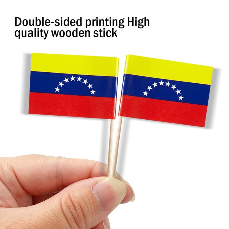 mflagperft Venezuela Flag Venezuelan Small Toothpick Flag Decor Mini Cupcake Toppers Cocktail Food Flags Decorations (100 pcs) - Image 3