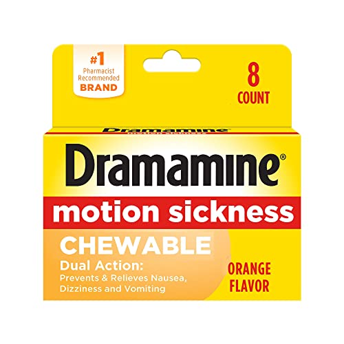 Dramamine Chewable Motion Sickness Relief Orange Flavor 8 Count