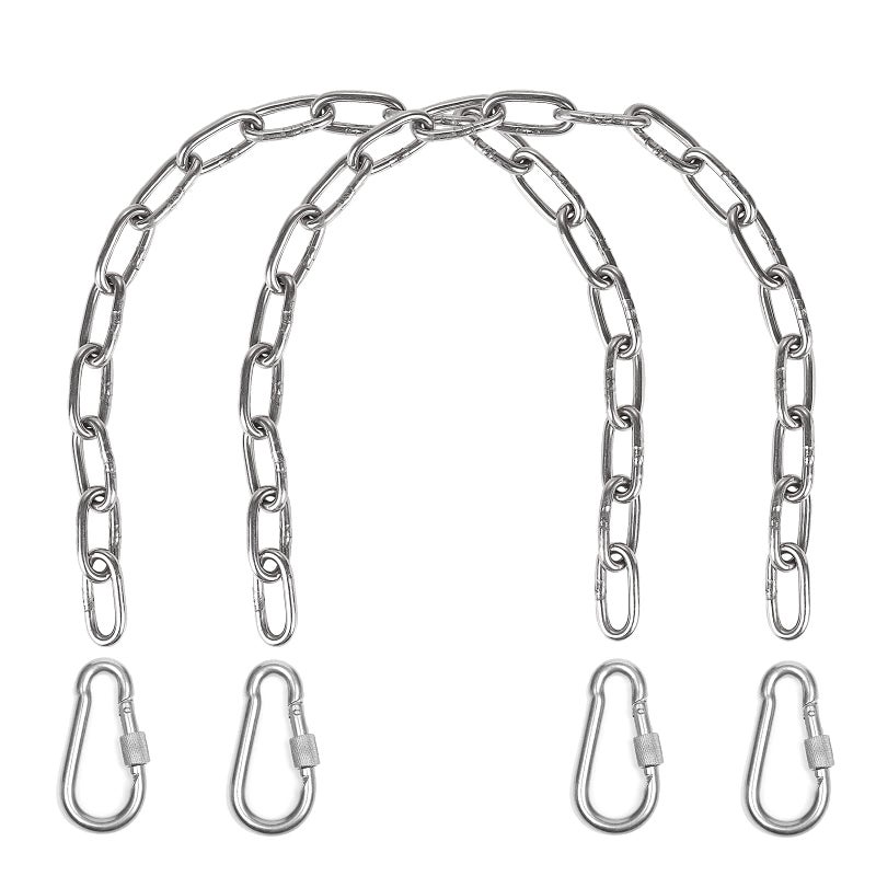 Hanging Chair Chain Heavy Duty Hammock Chain with Carabiners Swing Chain Extension for Hammock Chair Swings Punching Bags2 Hanging Chair Chain 4 Carabiners