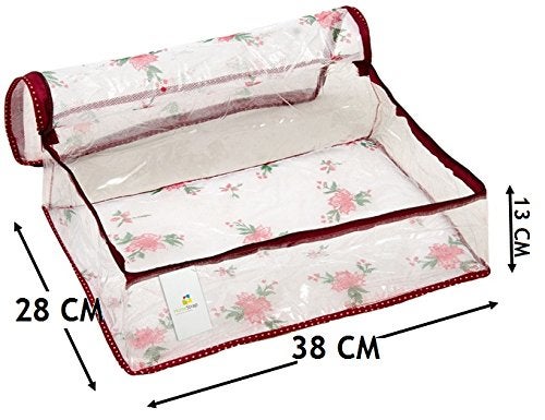 Homestrap Vinyl Transparent Floral Net/Wardrobe Clothes Petticoat Cover Organizer (White, Maroon) - Pack of 4 - Image 5