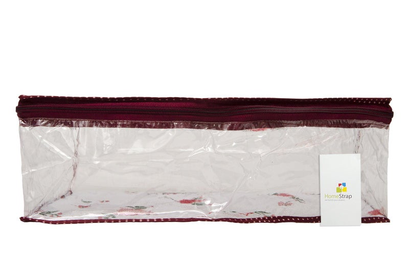 Homestrap Vinyl Transparent Floral Net/Wardrobe Clothes Petticoat Cover Organizer (White, Maroon) - Pack of 4 - Image 4