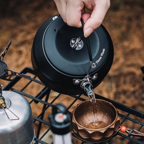 Thous Winds 1L Camping Kettle, Portable Camp Tea Coffee Pot, Lightweight Stainless Steel Teapot, Fast Heating Boiling Water, for Outdoor Campfire Hiking Camping Picnic - Image 2