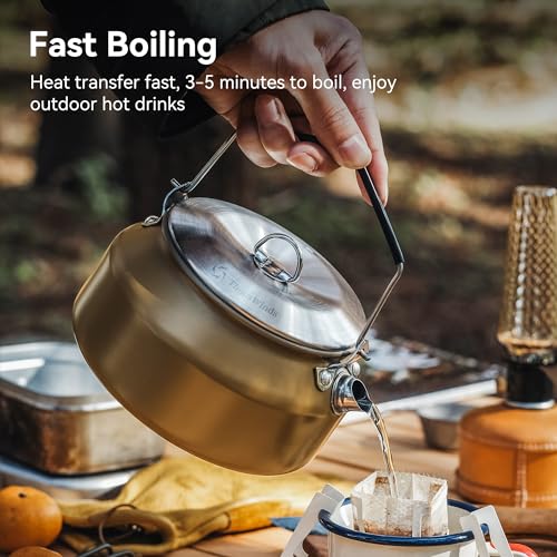 Thous Winds 1L Camping Kettle, Portable Camp Tea Coffee Pot, Lightweight Stainless Steel Teapot, Fast Heating Boiling Water, for Outdoor Campfire Hiking Camping Picnic - Image 5