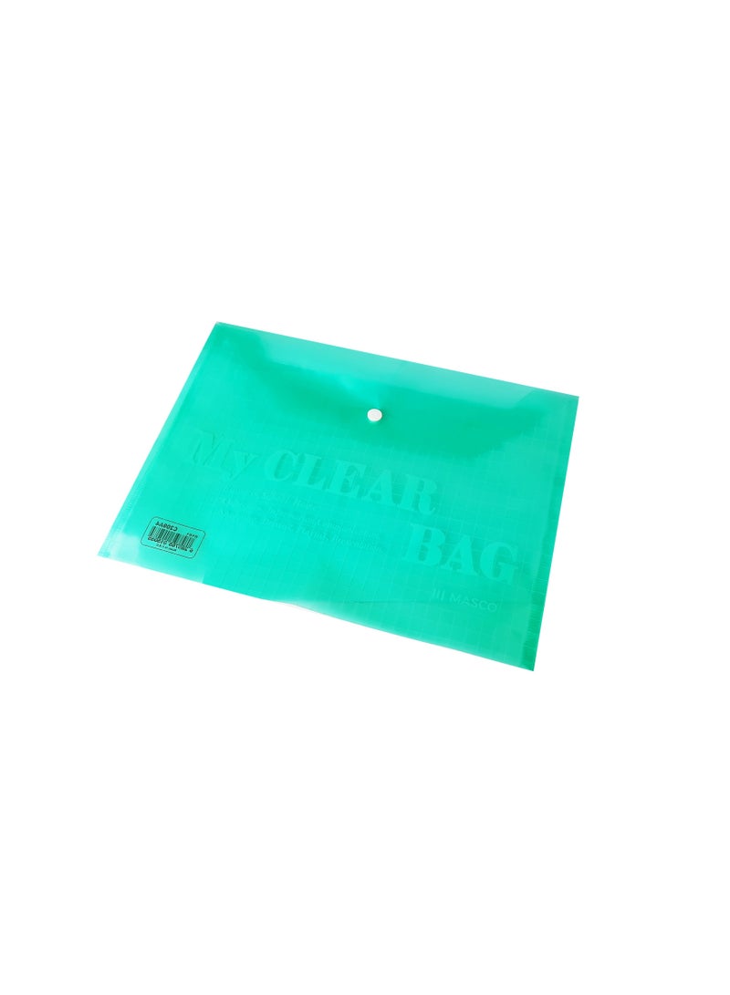 MASCO Green Clear Files with Snap Button, Pack of 12 