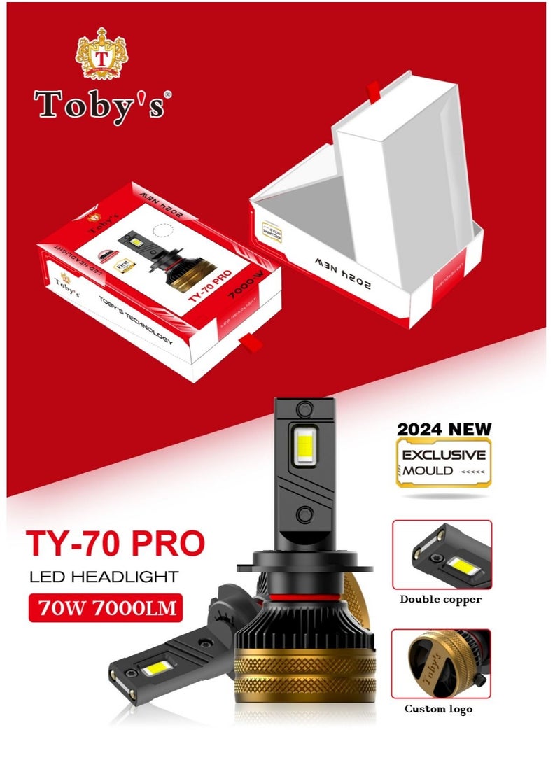 Toby's Tobys TY70 PRO 9005 2 Pieces Car LED Headlight Bulbs Original 140W Power 14000 Lumens With Color Temperature 6500K 
