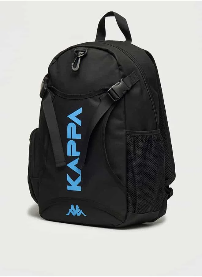 Kappa Kappa Logo Print Backpack with Adjustable Straps and Zip Closure