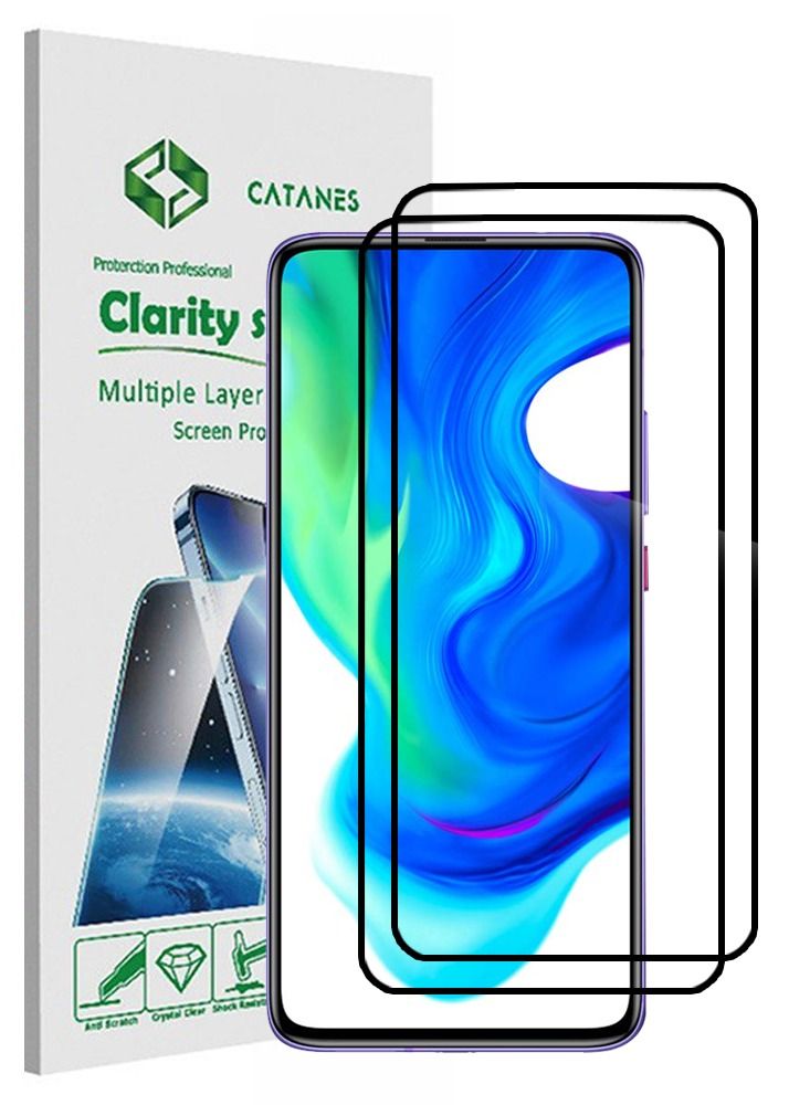 CATANES 2 Pack For Xiaomi Poco F2 Pro Screen Protector Tempered Glass Full Glue Back - Image 1
