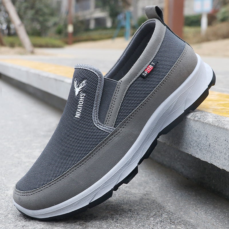 New Spring Mens Beijing Cloth Shoes Lightweight Anti-slip GWX-790-Gray