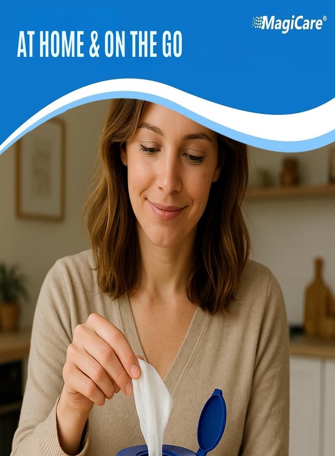 MAGICARE مناديل كحولية كبيرة 75% من ماجي كير (2 علبة) - مناديل تعقيم اليدين - مناديل مطهرة لليدين، بدون رائحة، متميزة - للمنزل، الفصل الدراسي، التخييم - 2، 100 قطعة في العلبة (200 قطعة) - Image 5