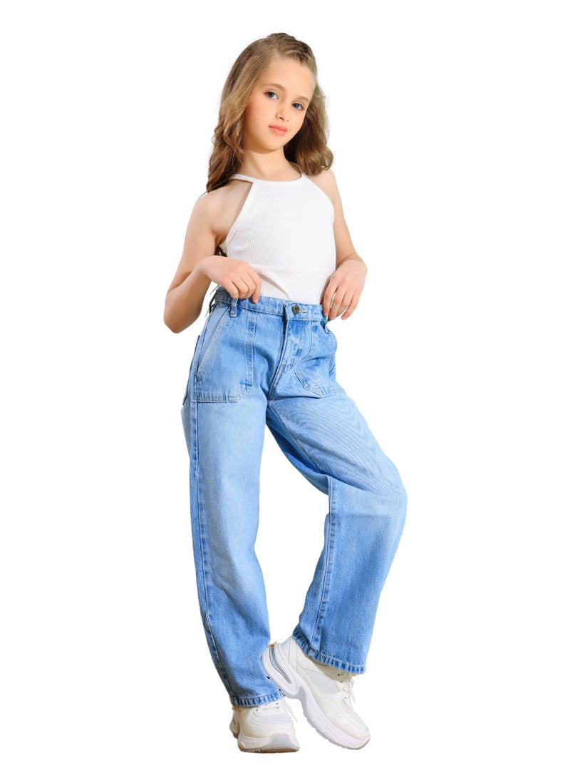 JBS DENIM Girls' Ice Blue Wide Leg Jeans  - Image 1
