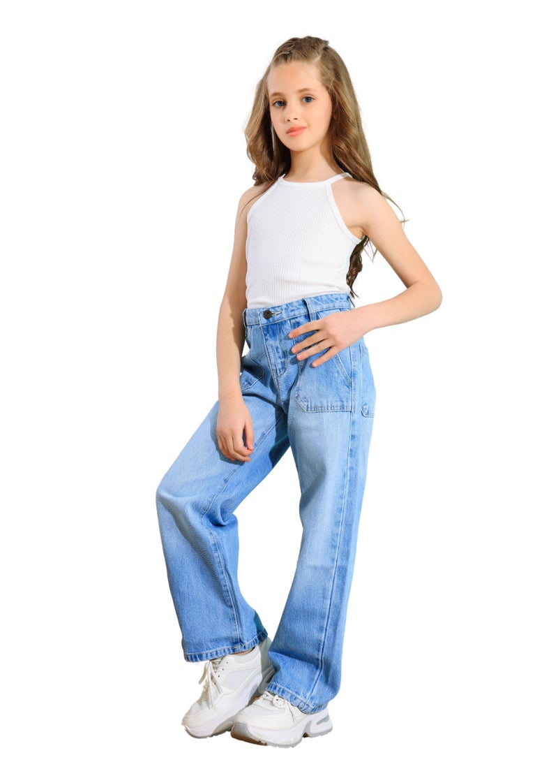JBS DENIM Girls' Ice Blue Wide Leg Jeans  - Image 3