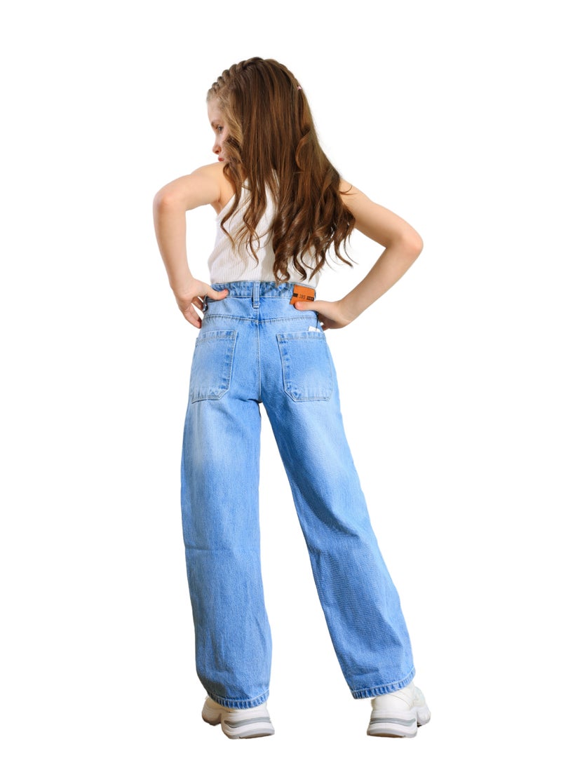 JBS DENIM Girls' Ice Blue Wide Leg Jeans  - Image 4