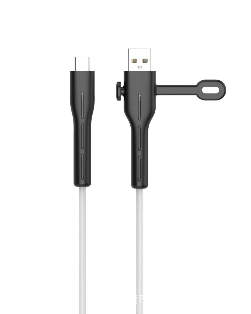 Cable Protector with Silicone in Black with Decorative Design Anti Bend Protection and Daily Cable Care - Lilac Ribbon - Image 1