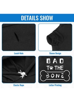 BINGPET BINGPET Dog Hoodies,Bad to The Bone Printed Soft & Warm Puppy Sweatshirt Hooded with Harness Hole,Cold Protective Winter Coats Warm Puppy Pet Dog Clothes for Small Medium Large Dogs  - Image 5