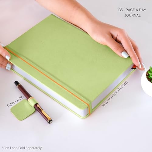 NEORAH —B5 DOTTED | 368 Pages - 110 Gsm | PAGE A DAY JOURNAL (25x17.5 cm)-Hardcover Dot Grid Notebook |Back Pocket |3 Silk Book Mark - Completely HANDMADE for Journaling,Note Taking- LIGHT GREEN - Image 5