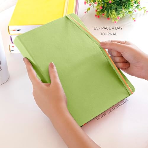 NEORAH —B5 DOTTED | 368 Pages - 110 Gsm | PAGE A DAY JOURNAL (25x17.5 cm)-Hardcover Dot Grid Notebook |Back Pocket |3 Silk Book Mark - Completely HANDMADE for Journaling,Note Taking- LIGHT GREEN - Image 2