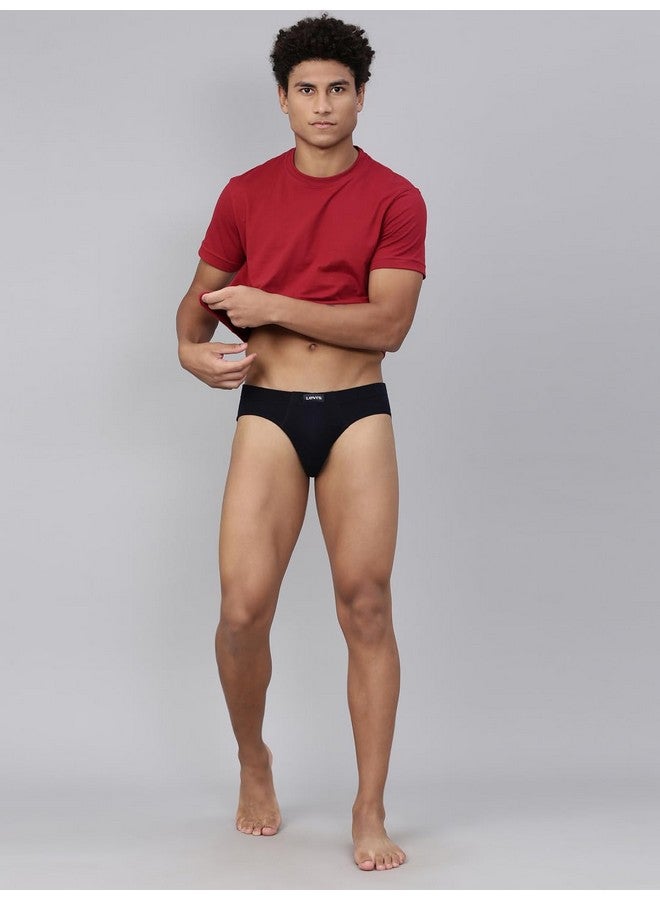 ليفايز سروال داخلي رجالي من القطن بتصميم مريح بقصّة عادية من Levi's #011 (عبوة من 3 قطع) (#011-BRIEF-DK GMEL/BLK/Navy-P3_Dk. Grey Melange,Black, L) - Image 2