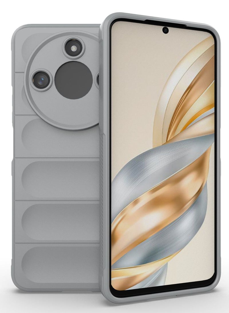 SanHu for Honor X9c Smart 5G Case Cover, Heavy Duty 4D Striped Pattern Sensory Soft Silicone Full Portection Shockproof Phone Case for Honor X9c Smart 5G, Grey