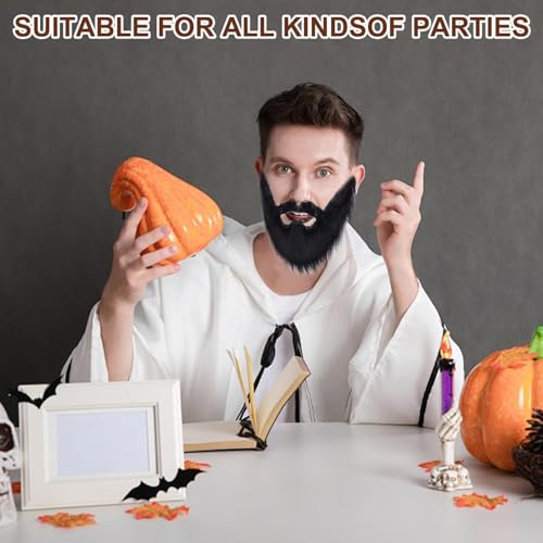 Indusoire 2 Pcs Fake Beard, Fake Moustache and Beard Set for Acting, Party, False Beard and Mustache for Costume, Drama Role Play - Image 5