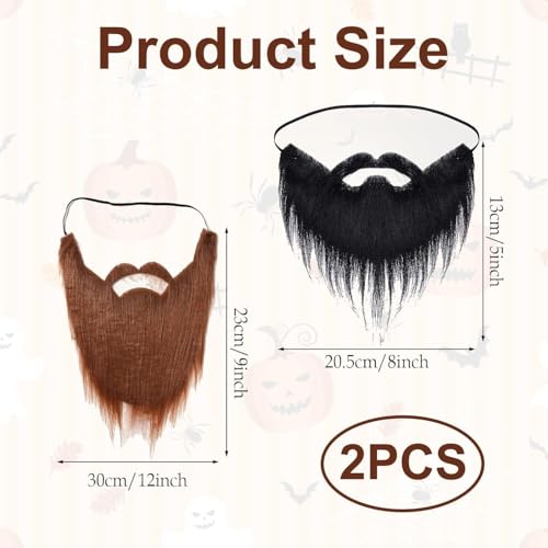 Indusoire 2 Pcs Fake Beard, Fake Moustache and Beard Set for Acting, Party, False Beard and Mustache for Costume, Drama Role Play - Image 2