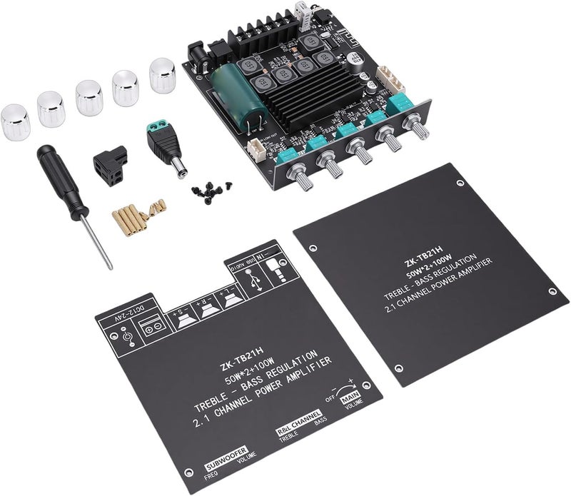WALFRONT 2.1 Channel Bluetooth Amplifier Module, 50Wx2 100W Subwoofer Audio Power Amp Board with TPA3116D2 Chip, for Enhanced Music and Movie Experience - Image 1