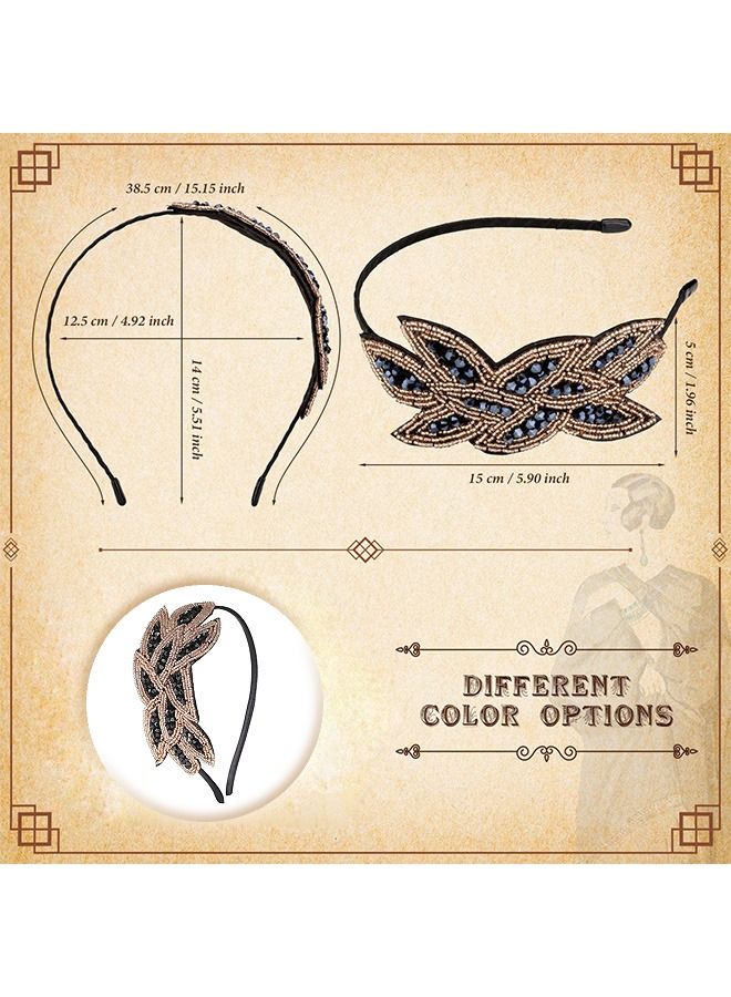 حجر الراين مطرز هيرباند عصابات خمر حزب الشعر هوب عقال غطاء الرأس (أسود + ذهبي) - Image 2