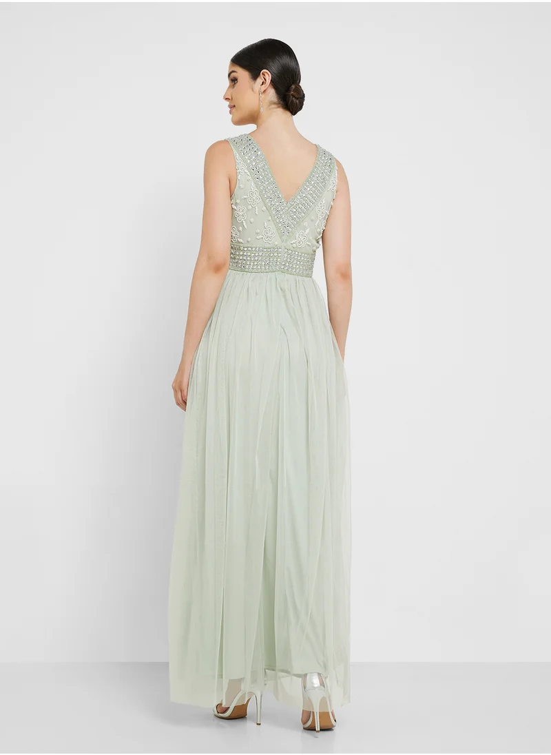 Namshi x Shouq Embellished Bodice Dress