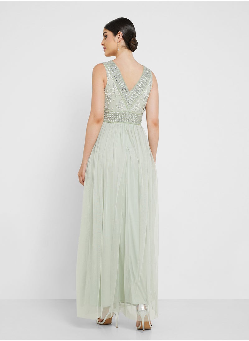 Namshi x - Shouq Embellished Bodice Dress - Image 1