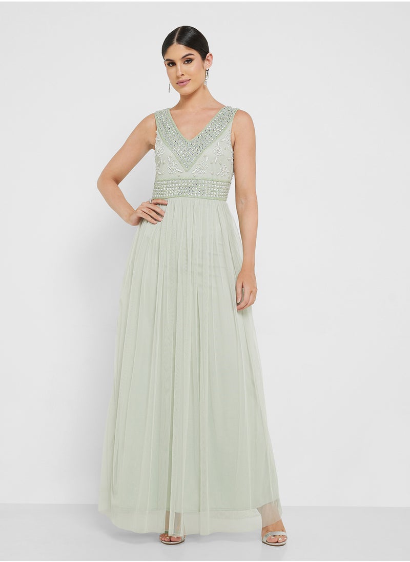 Namshi x - Shouq Embellished Bodice Dress - Image 1