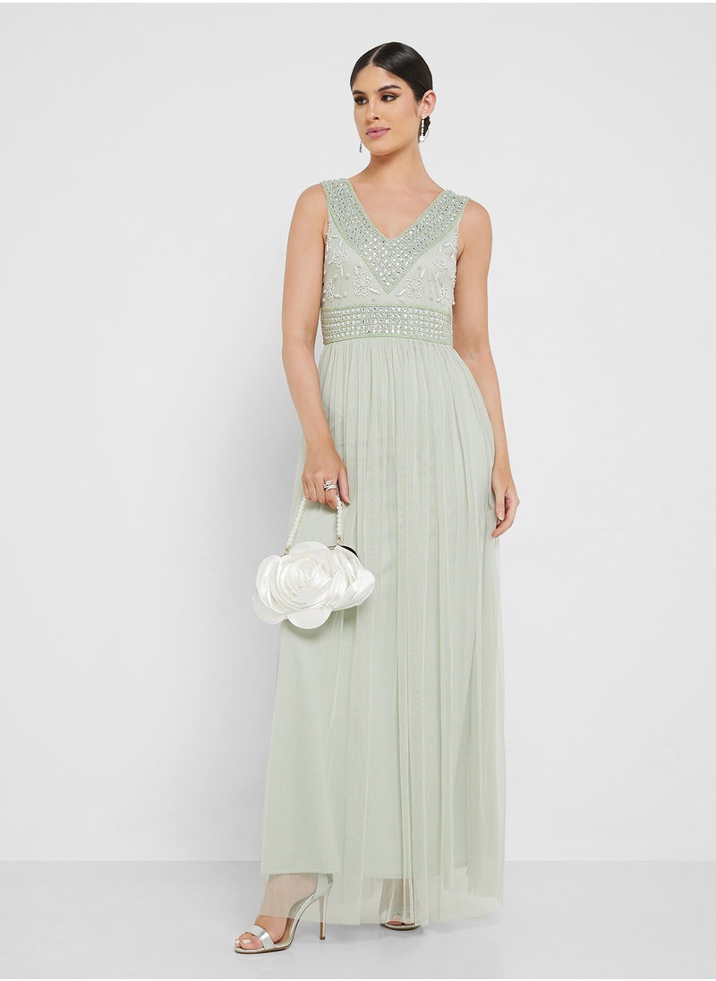Namshi x - Shouq Embellished Bodice Dress - Image 1