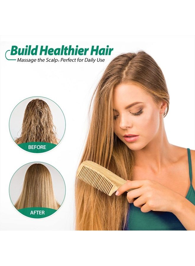 SouxMux Hair Combs set for Men Women Comb Wide Tooth Natural Bamboo Hairbrush Heat Resistant Styling Comb Fine Tooth Handmade Anti-Static Hair brush for Long Short Thick Thin Wavy Curly Hair Detangling Comb G - Image 5