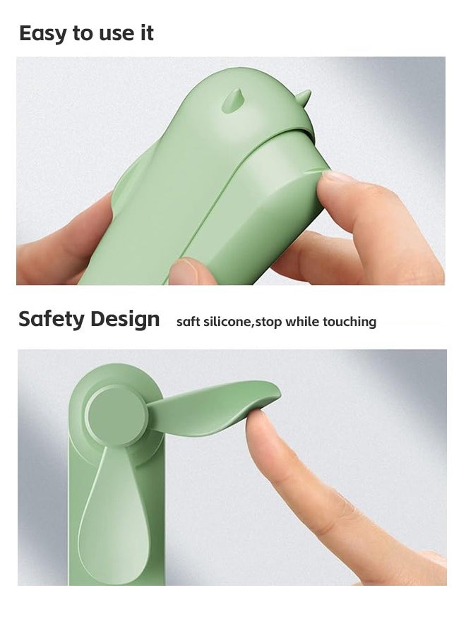 Fazza Portable Small Pocket Fan, Mini Hand Held Fan with USB Rechargeable 1500mAh Battery, Eyelash Fan for Girls, for Stylish Kids Girls Women Indoor Outdoor Travel (Green)  - Image 3