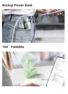 Fazza Portable Small Pocket Fan, Mini Hand Held Fan with USB Rechargeable 1500mAh Battery, Eyelash Fan for Girls, for Stylish Kids Girls Women Indoor Outdoor Travel (Green)  - Image 4