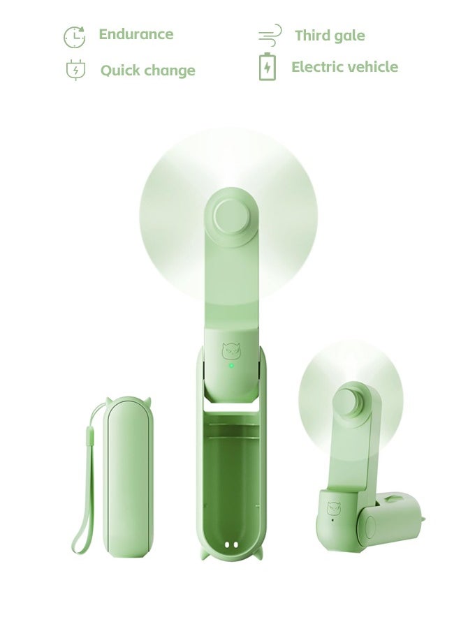 Fazza Portable Small Pocket Fan, Mini Hand Held Fan with USB Rechargeable 1500mAh Battery, Eyelash Fan for Girls, for Stylish Kids Girls Women Indoor Outdoor Travel (Green)  - Image 1