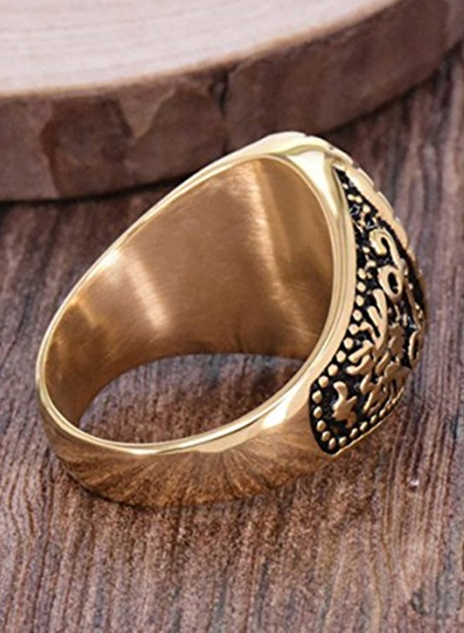 Gold Plating Retro Oval Bump Rivets Punk Titanium Stainless Steel Ring - Image 4
