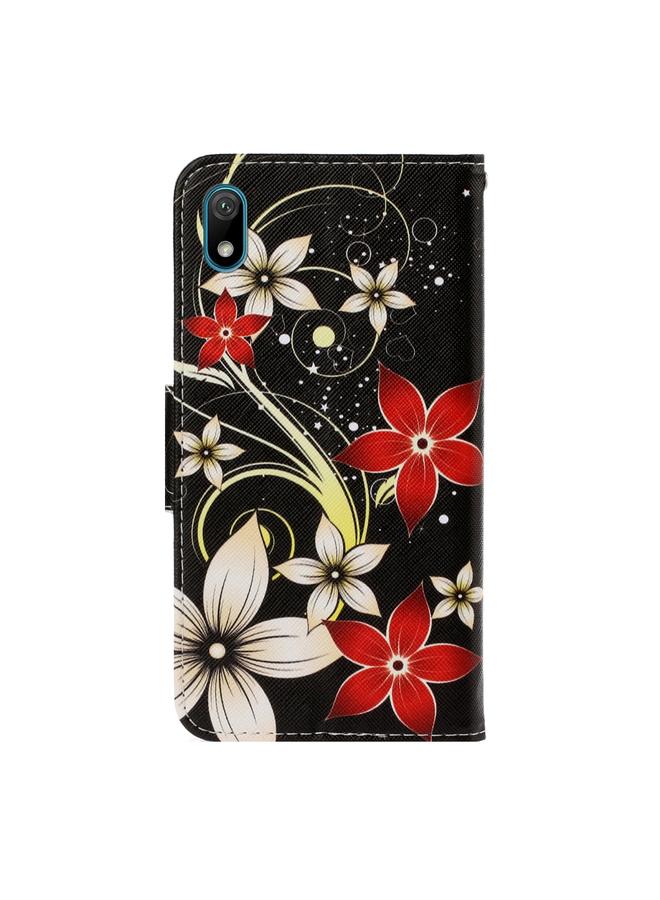 اس-توب جراب لهاتف Huawei Y5 2019، جراب جلدي PU قابل للطي أفقيًا برسومات ملونة ثلاثية الأبعاد مع حامل وفتحات للبطاقات ومحفظة - Image 3