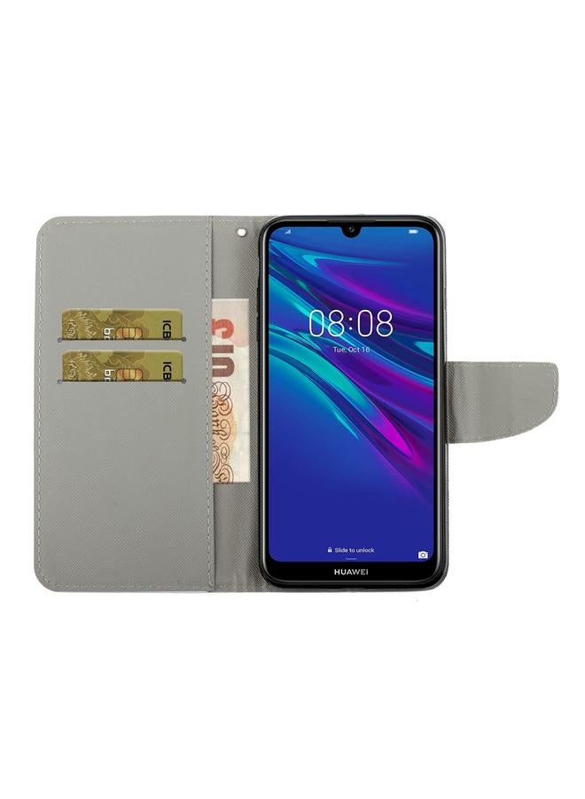 اس-توب جراب لهاتف Huawei Y5 2019، جراب جلدي PU قابل للطي أفقيًا برسومات ملونة ثلاثية الأبعاد مع حامل وفتحات للبطاقات ومحفظة - Image 4