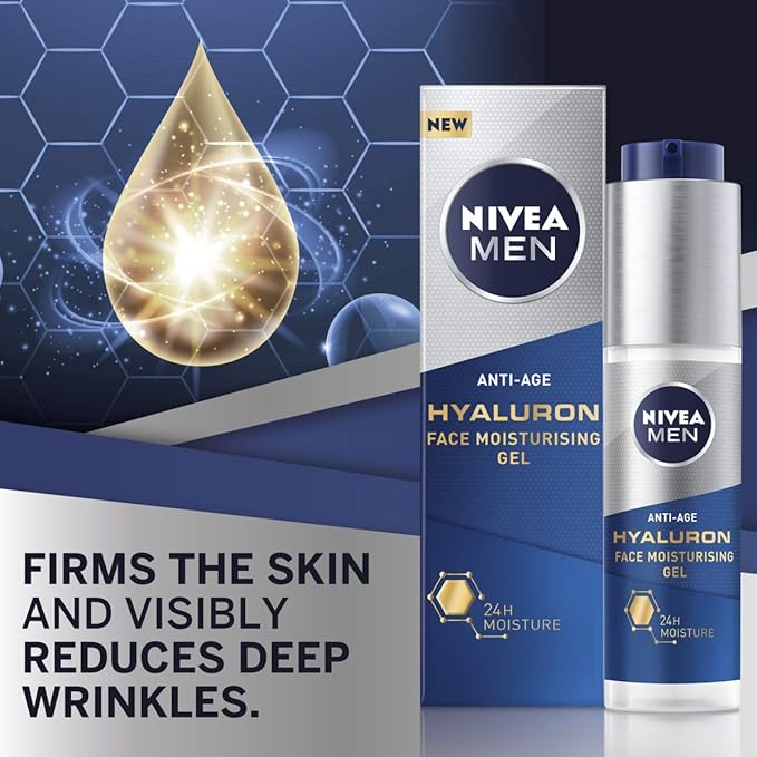 NIVEA MEN AntiAge Hyaluron SPF15 Moisturising Cream 50ml AntiWrinkle Face Cream with Hyaluronic Acid and ProRetinol Visibly Reduces Deep Wrinkles and Firms Skin - Image 2