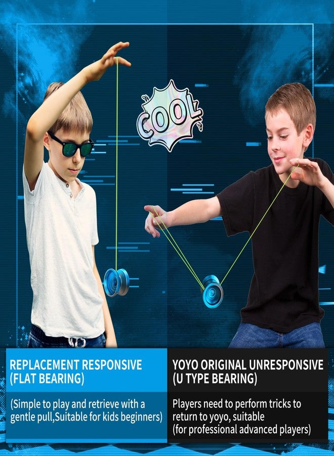 FETESNICE Yoyo Professional Responsive yo yo for Kids Beginner, Dual Purpose Metal Yo-yos, Unresponsive Yo yo for Advanced Yo-yo Players with 10 Strings + Bag + Glove(Black-Blue) - Image 5